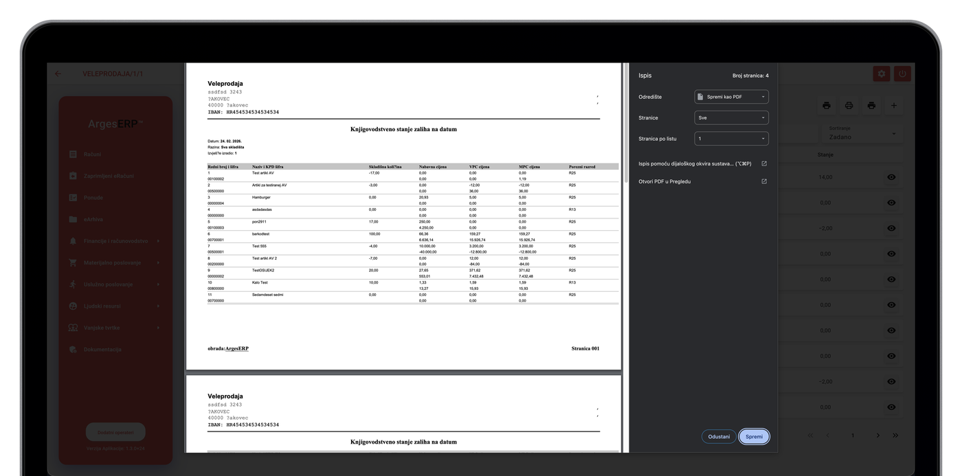 Knjigovodstveno stanje zaliha na dan