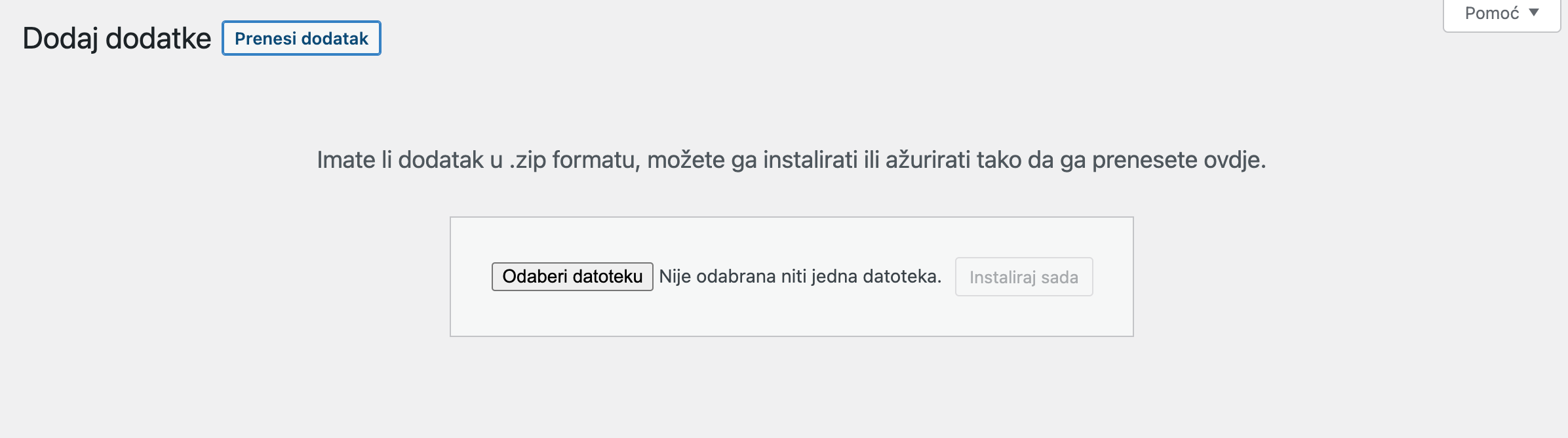 Odabir .zip datoteke - Arges ERP Wordpress plugin
