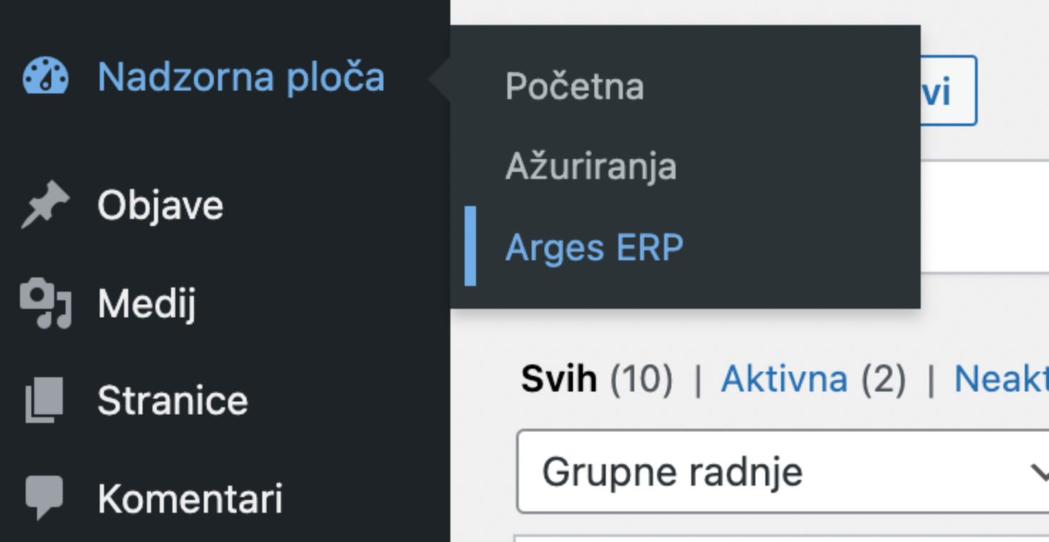 Odabir Arges ERP-a - Arges ERP Wordpress plugin