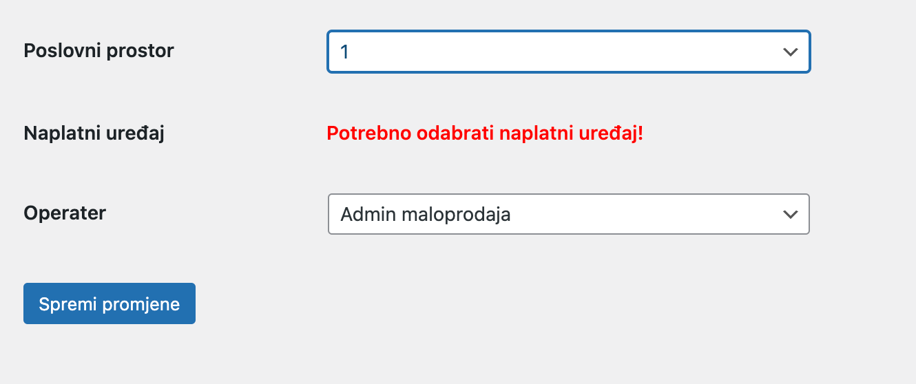Odabir poslovnog prostora - Arges ERP Wordpress plugin