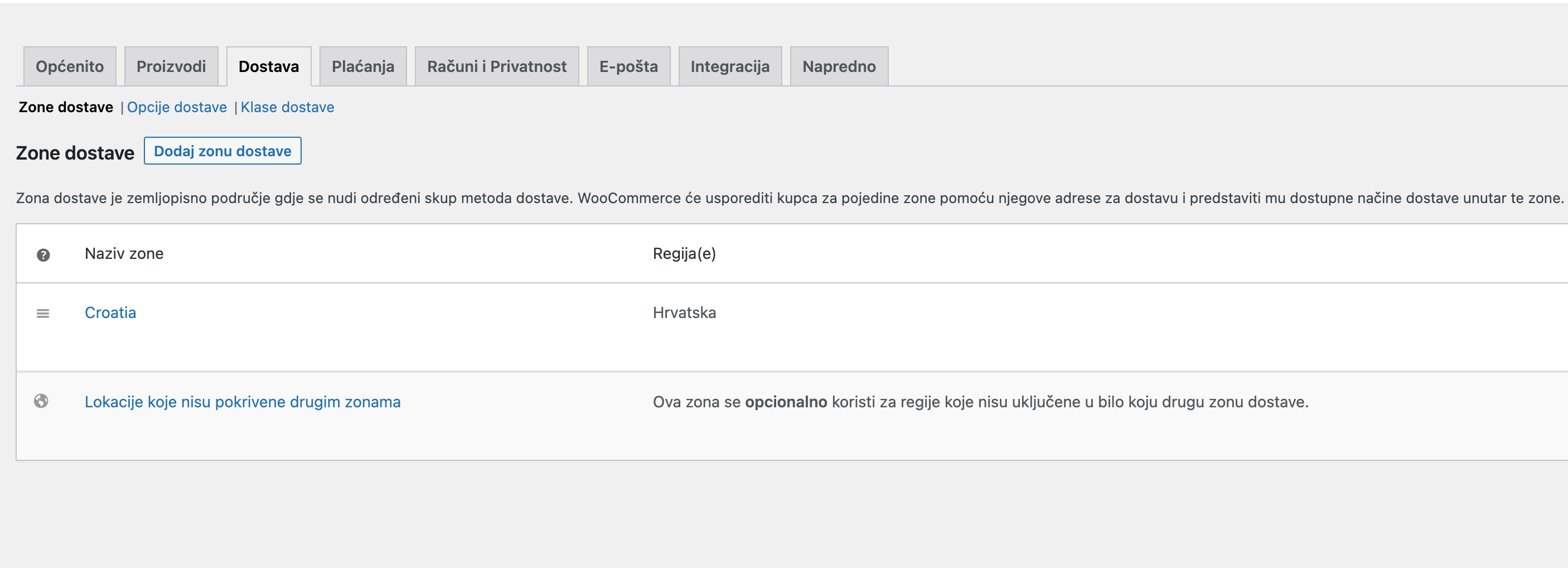 Postavke dostave - Arges ERP Wordpress plugin