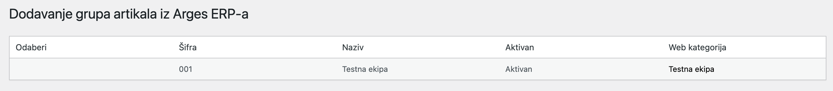 Spremanje promjena - Arges ERP Wordpress plugin