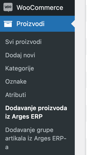Dodavanje proizvoda iz Arges ERP-a - Arges ERP Wordpress plugin