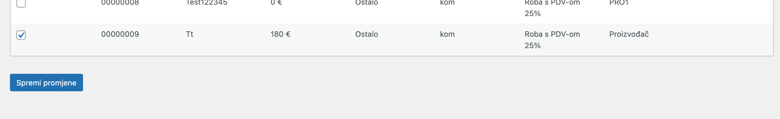 Spremanje promjena - Arges ERP Wordpress plugin