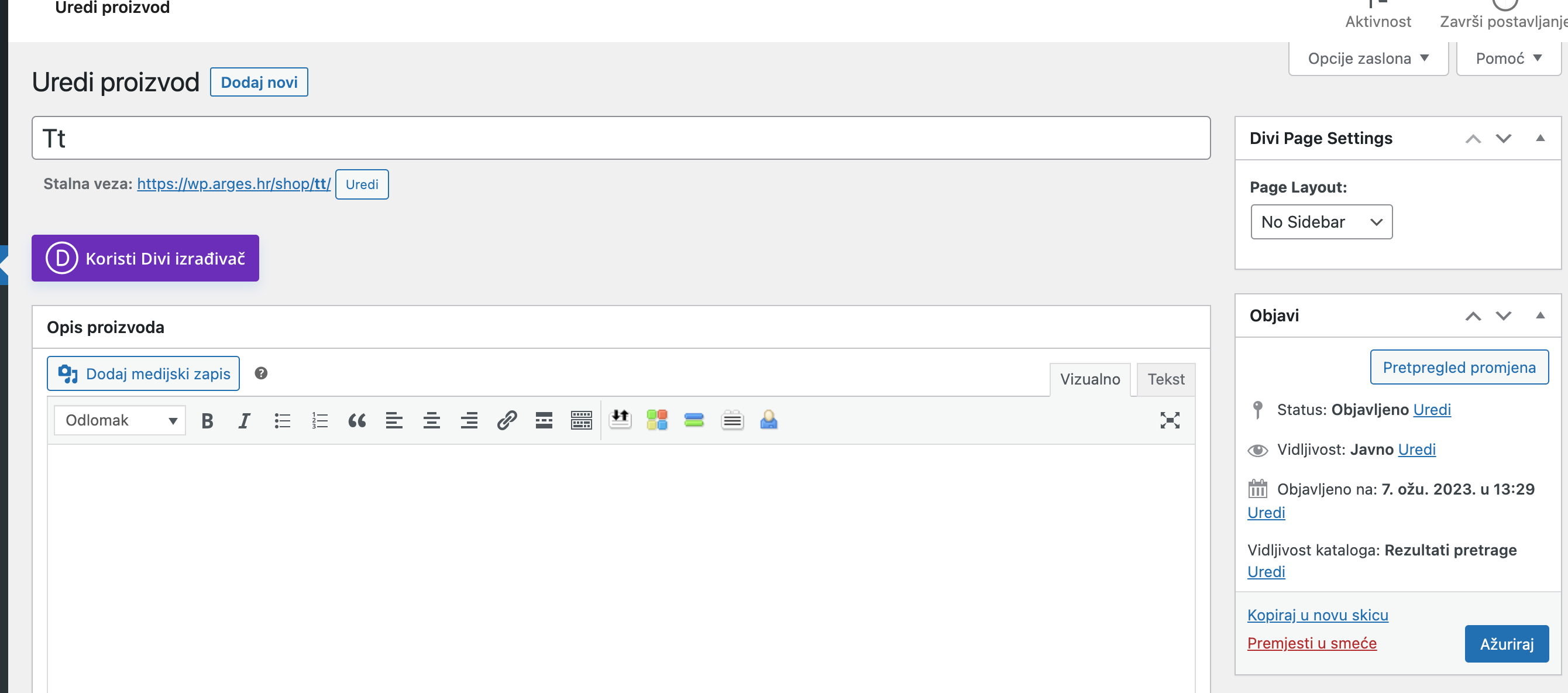 Uređivanje proizvoda u WooCommerce-u - Arges ERP Wordpress plugin