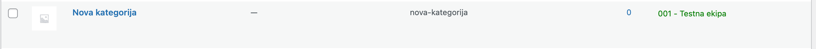 Popis kreiranih kategorija - Arges ERP Wordpress plugin