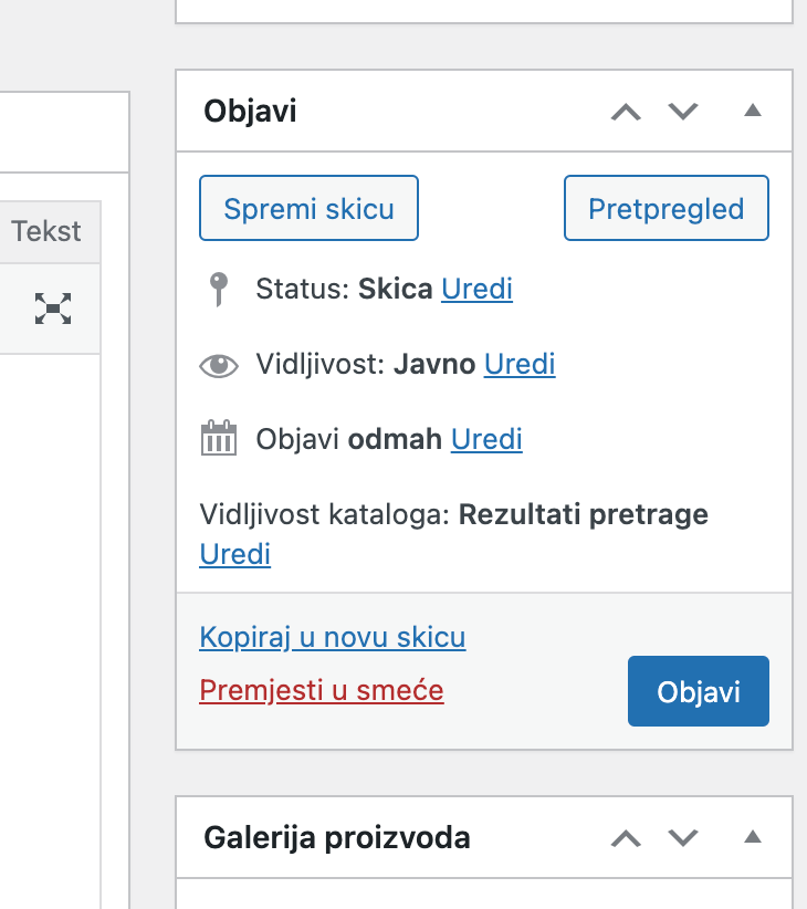 Proizvod u statusu skica - Arges ERP Wordpress plugin