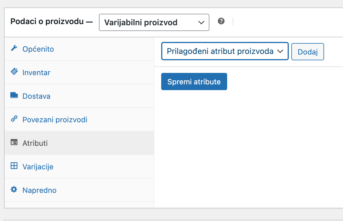 Kreiranje atributa - Arges ERP Wordpress plugin