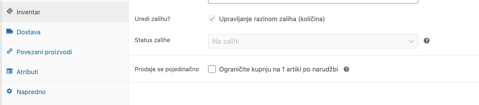 Tab inventar - Arges ERP Wordpress plugin