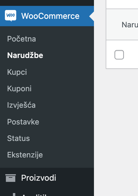 Odabir opcije narudžbe - Arges ERP Wordpress plugin