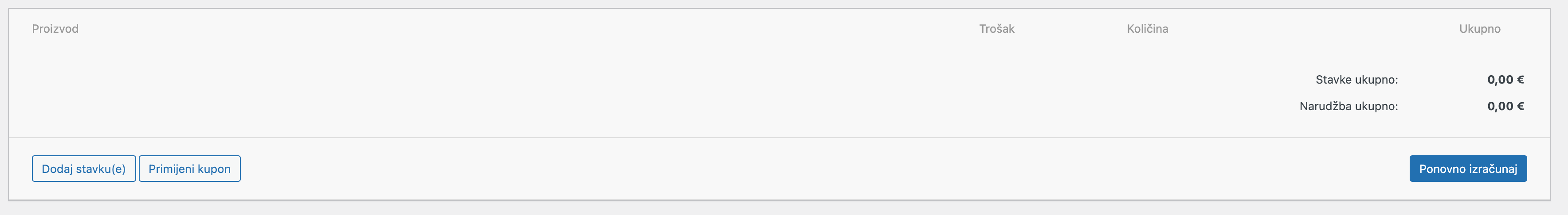 Popis stavki narudžbe - Arges ERP Wordpress plugin