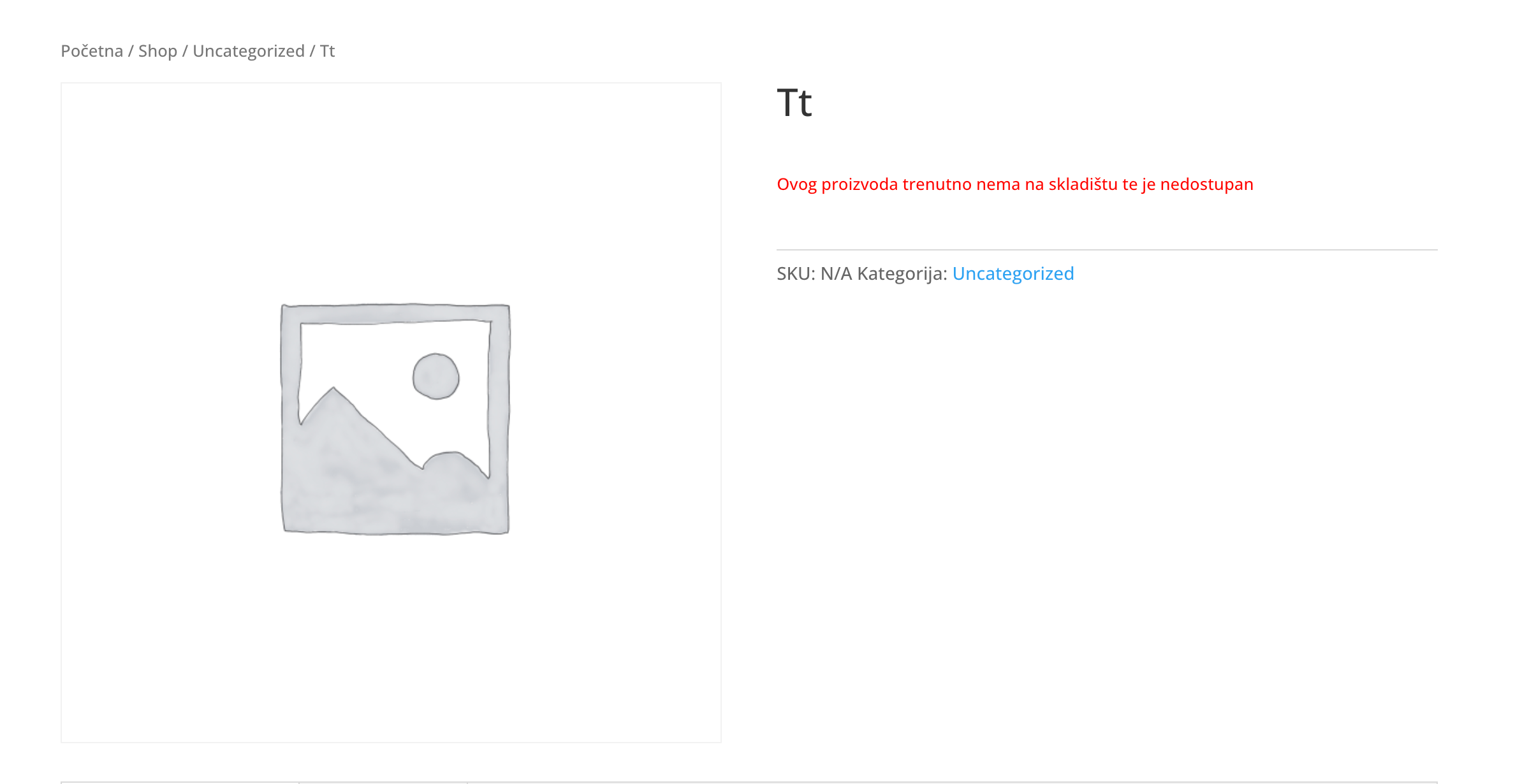 Proizvod bez dostupne količine - Arges ERP Wordpress plugin