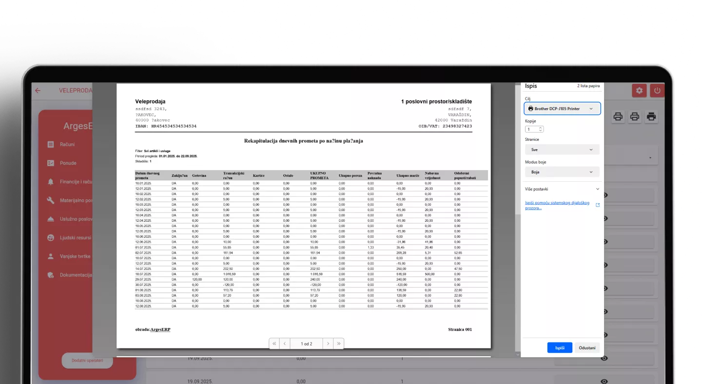 Rekapitulacija dnevnih prometa po načinu plaćanja